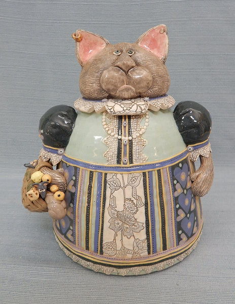 Madam Cat Ceramic Cookie Jar, S. Duncan Pottery Signed