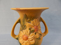 Roseville Pottery Double-Handled Peony Vase 66-10