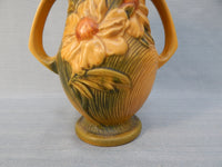 Roseville Pottery Double-Handled Peony Vase 66-10