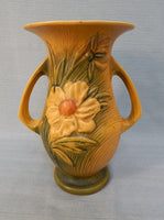 Roseville Pottery Double-Handled Peony Vase 66-10