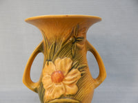 Roseville Pottery Double-Handled Peony Vase 66-10
