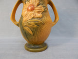 Roseville Pottery Double-Handled Peony Vase 66-10