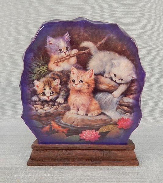 Purr-fect Reflections Crystal Kittens Plaque  Bradford Exchange COA