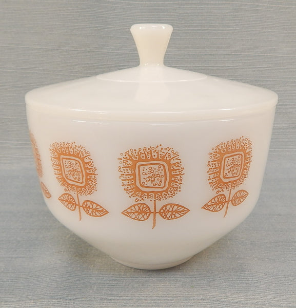 Federal Glass Sunflower Covered Bowl
