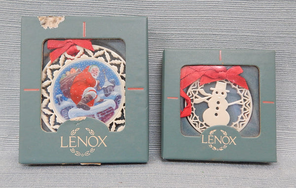 Lenox Ornaments - Snowman & Santa's Arrival - New in Box!
