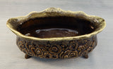 Hull Pottery Dark Green and Brown Footed Planter No. B34