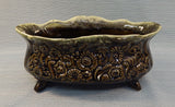 Hull Pottery Dark Green and Brown Footed Planter No. B34