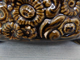Hull Pottery Dark Green and Brown Footed Planter No. B34