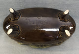 Hull Pottery Dark Green and Brown Footed Planter No. B34