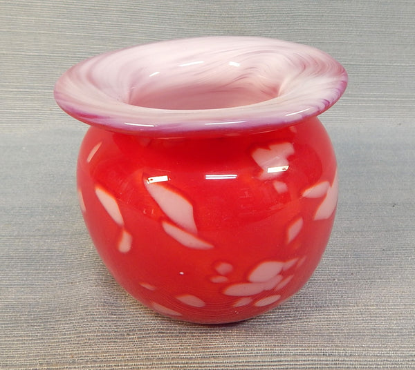 Hand-Blown Red and White Vase by Mali Harrell