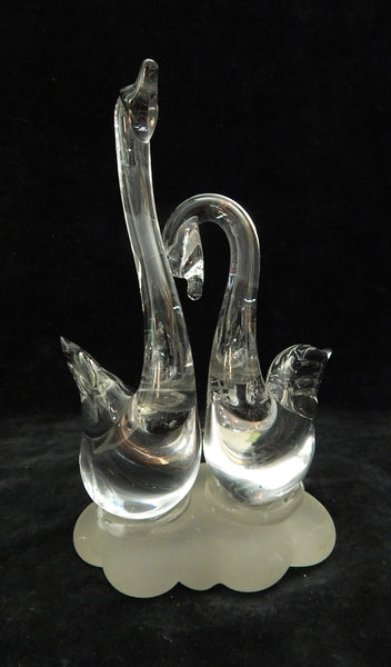 Pair of Swans Glass Sculpture