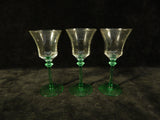 Tiffin Franciscan Green Uranium Stemmed Glasses - Lot of 11
