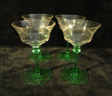 Tiffin Franciscan Green Uranium Stemmed Glasses - Lot of 11