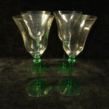 Tiffin Franciscan Green Uranium Stemmed Glasses - Lot of 11