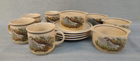 Vintage Colditz Hawk Crock Bowls, Saucers and Mugs - 12 Pieces