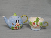 Mesa International Snowman Stackable Teapots with Cups - 2 Sets - Brand New!