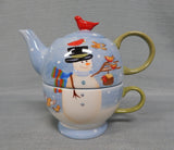 Mesa International Snowman Stackable Teapots with Cups - 2 Sets - Brand New!