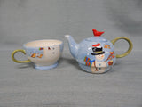 Mesa International Snowman Stackable Teapots with Cups - 2 Sets - Brand New!