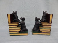 Vintage Playful Scotties on Books Bookends