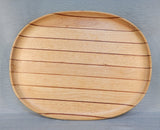 Dansk International 22" x 17" Oval Striped Wood Tray