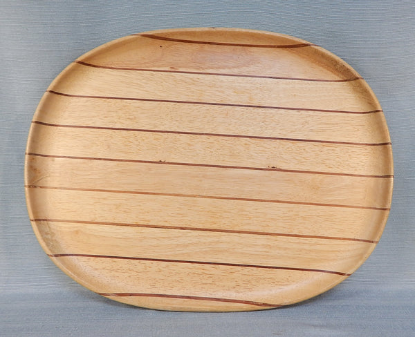 Dansk International 22" x 17" Oval Striped Wood Tray