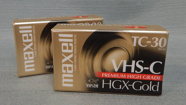 Maxell HGX-Gold TC-30 VHS-C Tapes - Lot of 2 - Brand New!