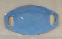 R. Wood Studio 18x10 Blue Oval Handle Platter