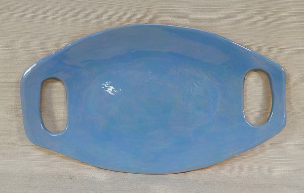 R. Wood Studio 18x10 Blue Oval Handle Platter