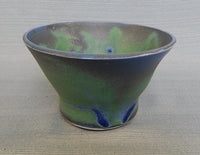 Raku Style Green and Blue Pottery Bowl - LKH Artist