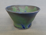 Raku Style Green and Blue Pottery Bowl - LKH Artist