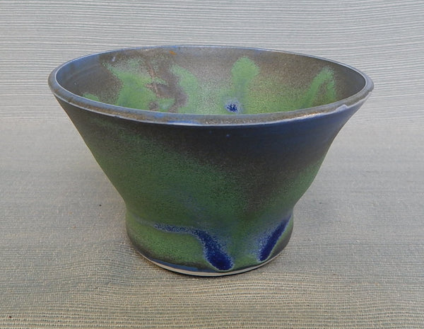 Raku Style Green and Blue Pottery Bowl - LKH Artist