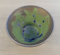 Raku Style Green and Blue Pottery Bowl - LKH Artist