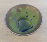 Raku Style Green and Blue Pottery Bowl - LKH Artist