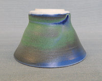 Raku Style Green and Blue Pottery Bowl - LKH Artist