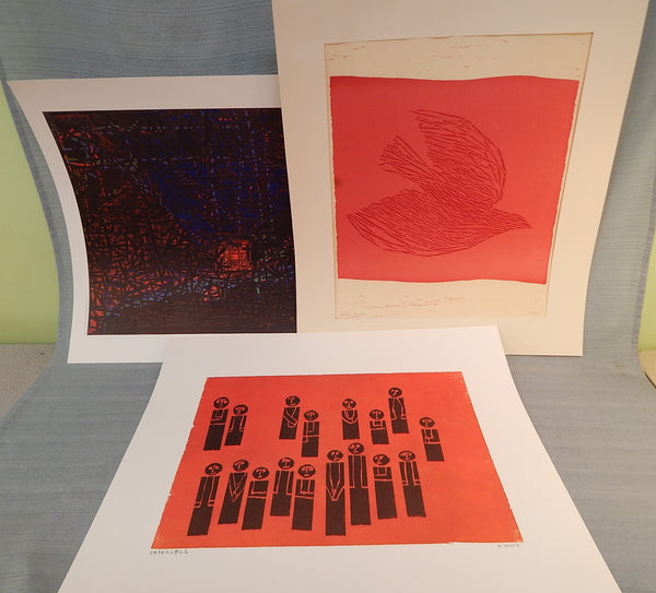 Set of 3 Margo Hoff Prints and One Silkscreen