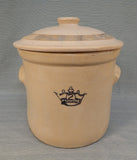 Vintage Blue Crown Stoneware 2 Gallon Crock with Lid