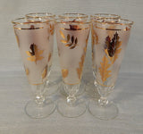 MCM Libbey Gold Leaves Pilsner Glasses  - Set of 6