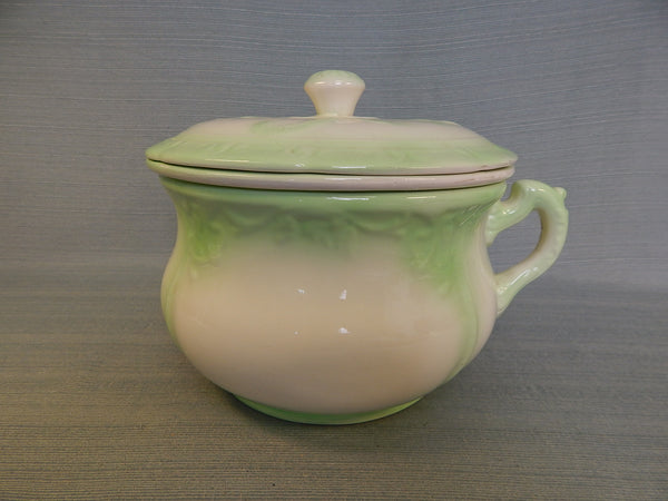 Vintage Green and White Soup Tureen with Warming Tray