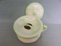 Vintage Green and White Soup Tureen with Warming Tray