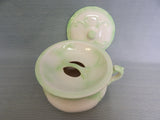 Vintage Green and White Soup Tureen with Warming Tray