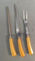 Butterscotch Bakelite Carving Set - 3 Pieces