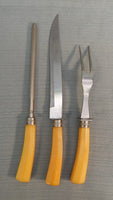 Butterscotch Bakelite Carving Set - 3 Pieces