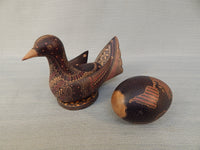 Hand-Painted Wooden Bird with World Egg