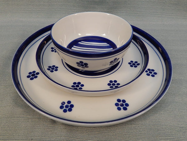 Dansk Blue Stripes and Flowers Dinnerware - 3 Pieces