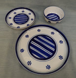 Dansk Blue Stripes and Flowers Dinnerware - 3 Pieces