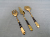 Vintage Thai Wood and Brass Serving Set