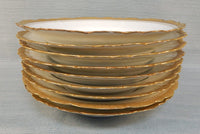 Limoges France 9.5" China Bowls with Gold Scalloped Border - Set of 9