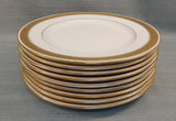 Coalport England 10" China Plates with Gold Leaf Border - Set of 8