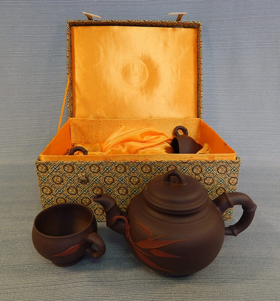 Chinese Brown Tea Pot with 4 Cups