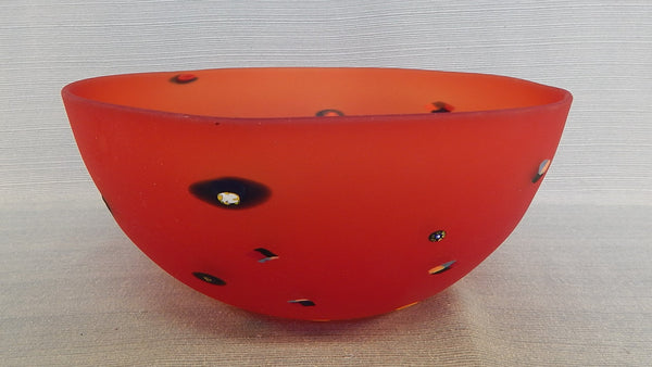 Frosted Red Millefiori Bowl by Garry Nash